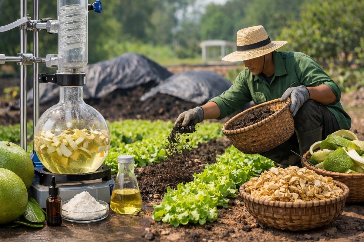 Biến vỏ bưởi bỏ đi thành tinh dầu, dược liệu và phân hữu cơ